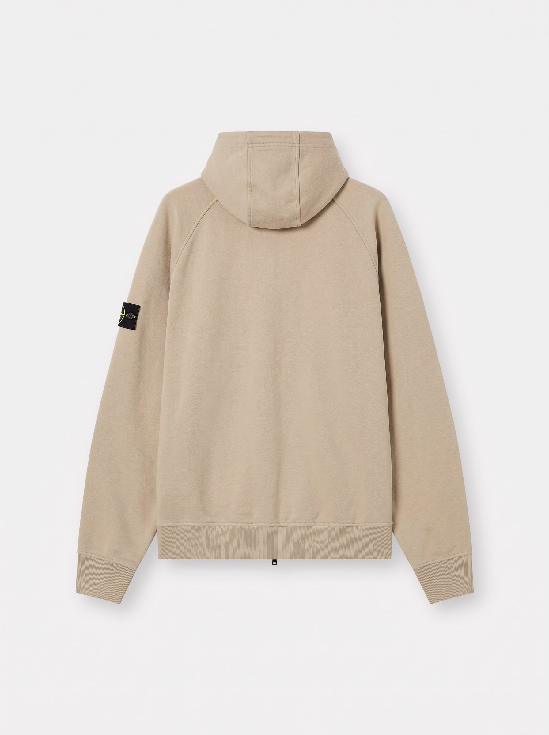 STRETCH RWS WOOL HOODED ZIP-UP SWEATER - SAND