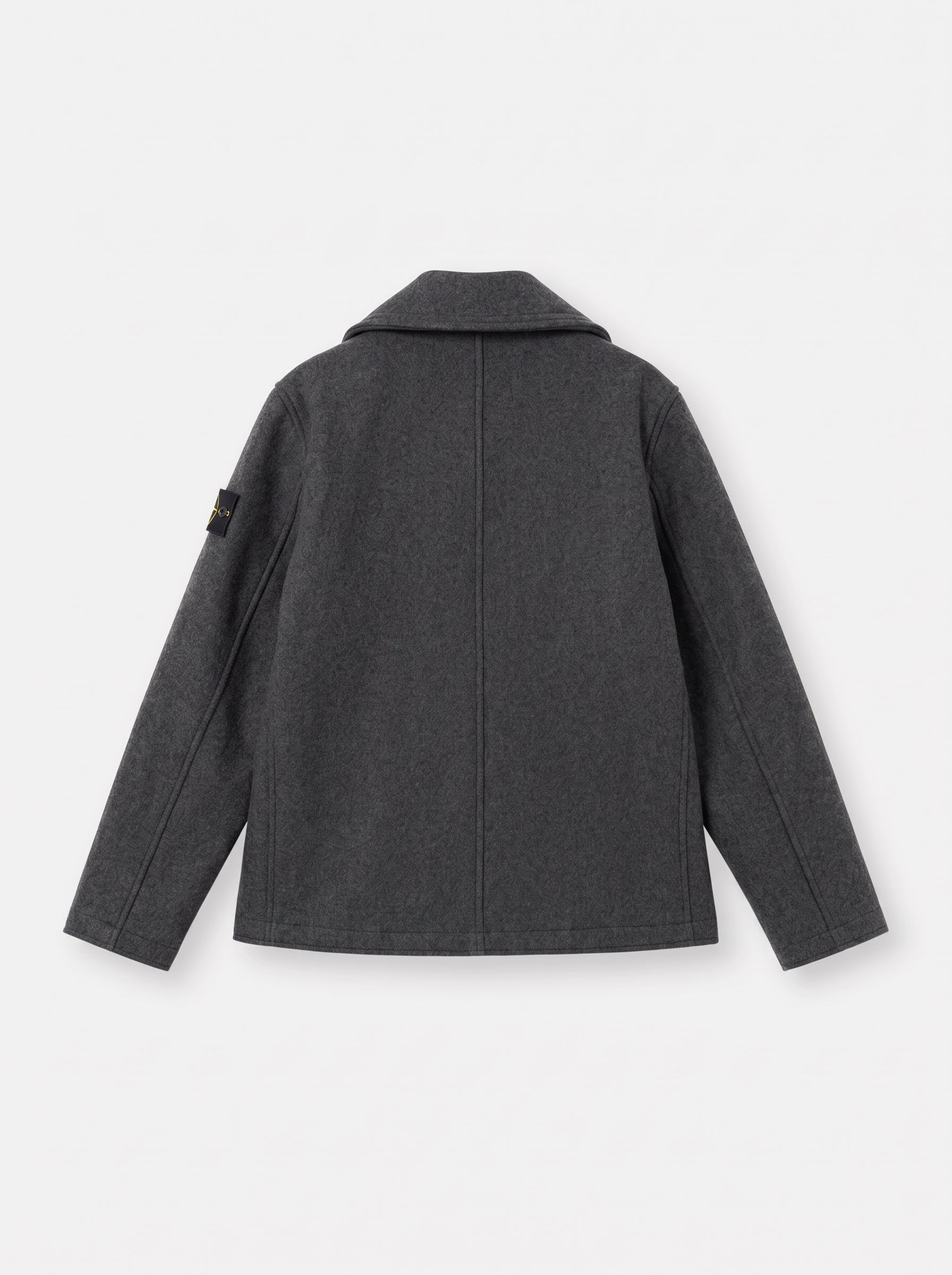 HEAVY MELTON DOUBLE-BREASTED PEACOAT - LEAD GREY