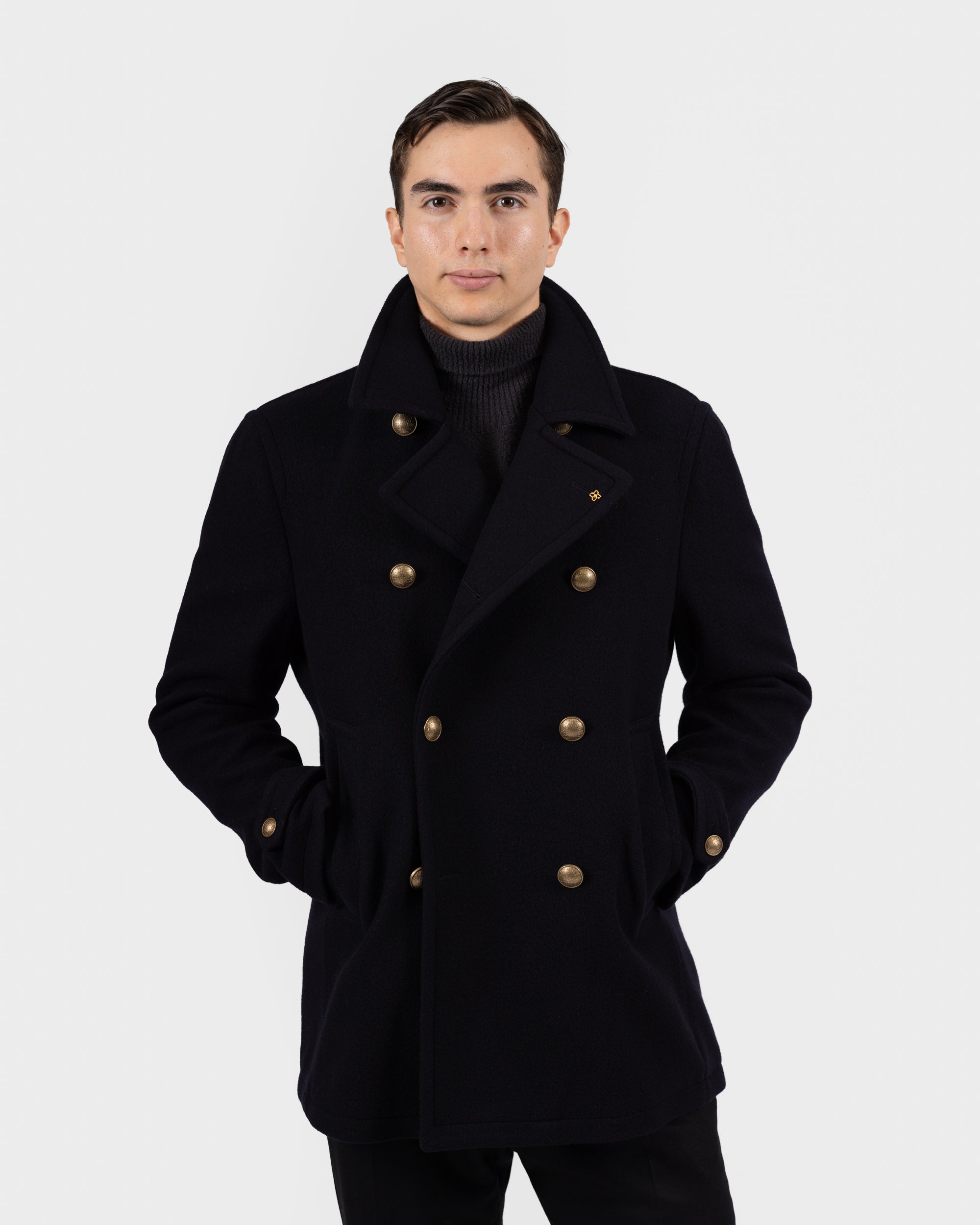 Monaco double-breasted coat - Navy Blue