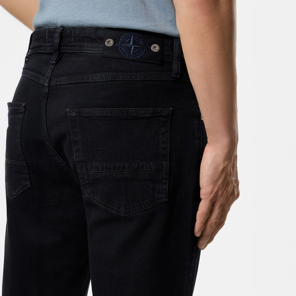 STRETCH BLACK DENIM-RINSED JEANS - BLACK RINSE