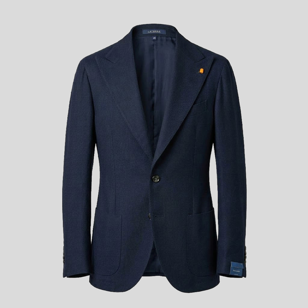 CUPRO SINGLE BREASTED BLAZER - NAVY