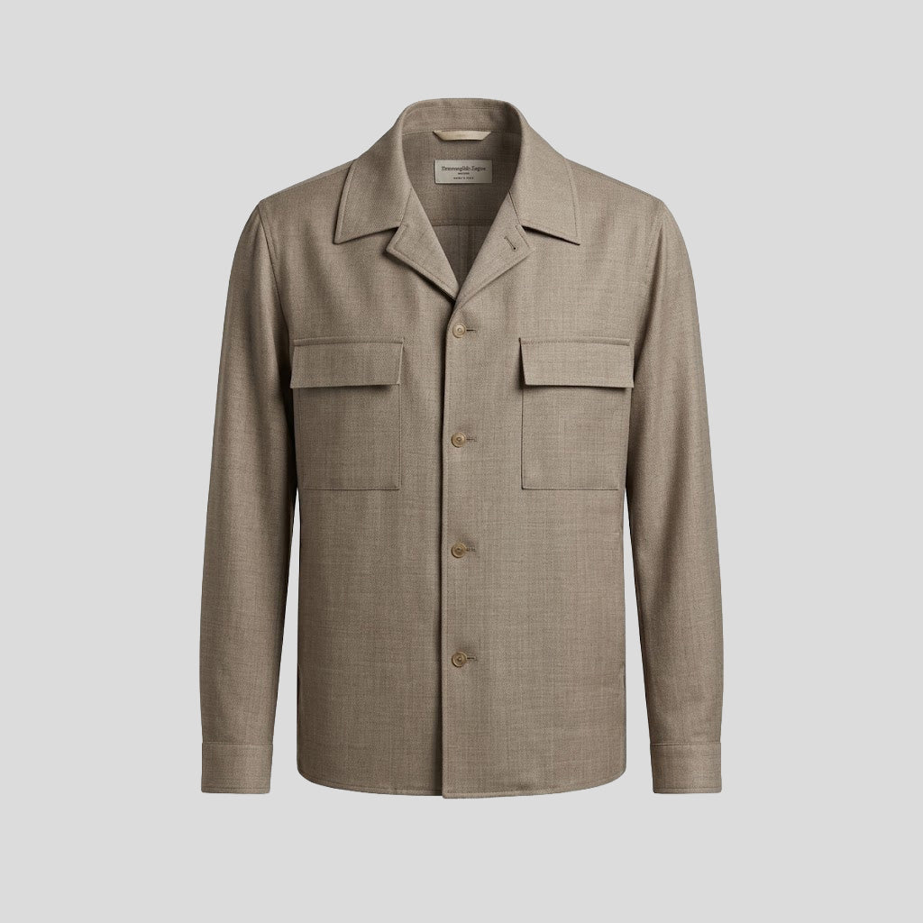 JOHN WOOL OVERSHIRT - LIGHT BROWN