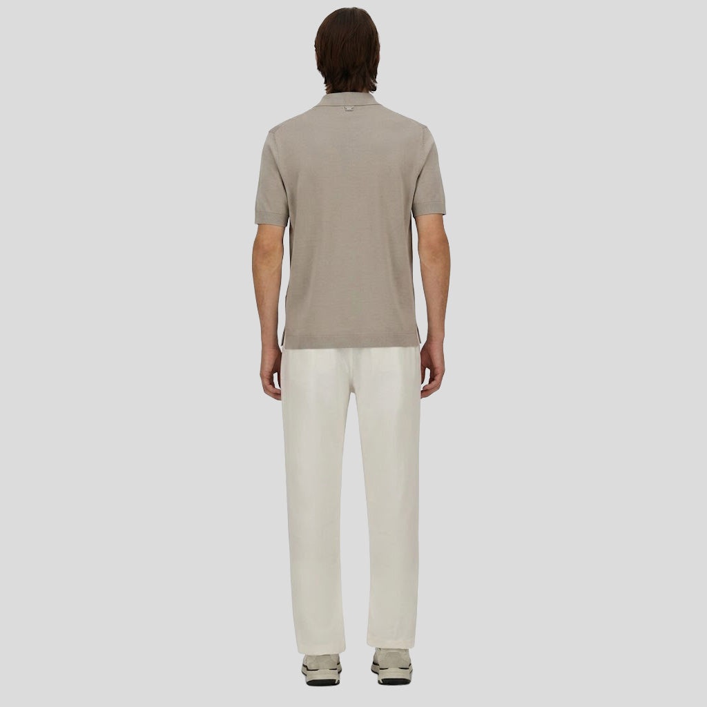 JERSEY KNIT EFFECT POLO SHIRT - PEARL GREY
