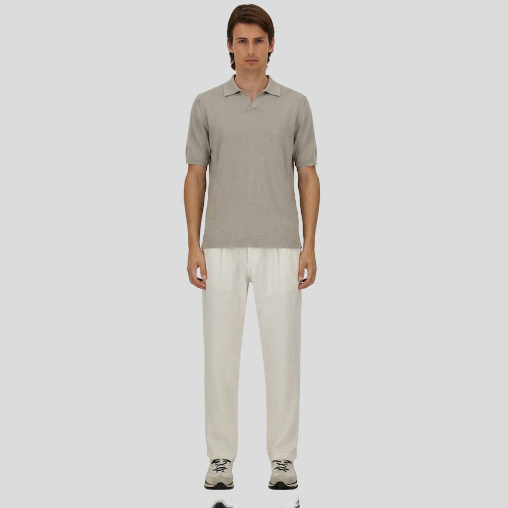 JERSEY KNIT EFFECT POLO SHIRT - PEARL GREY