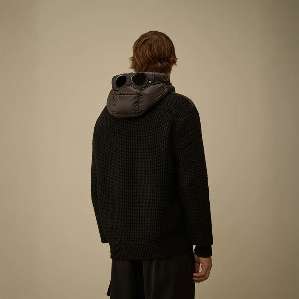 FULL ZIP GOGGLE SWEATER - BLACK