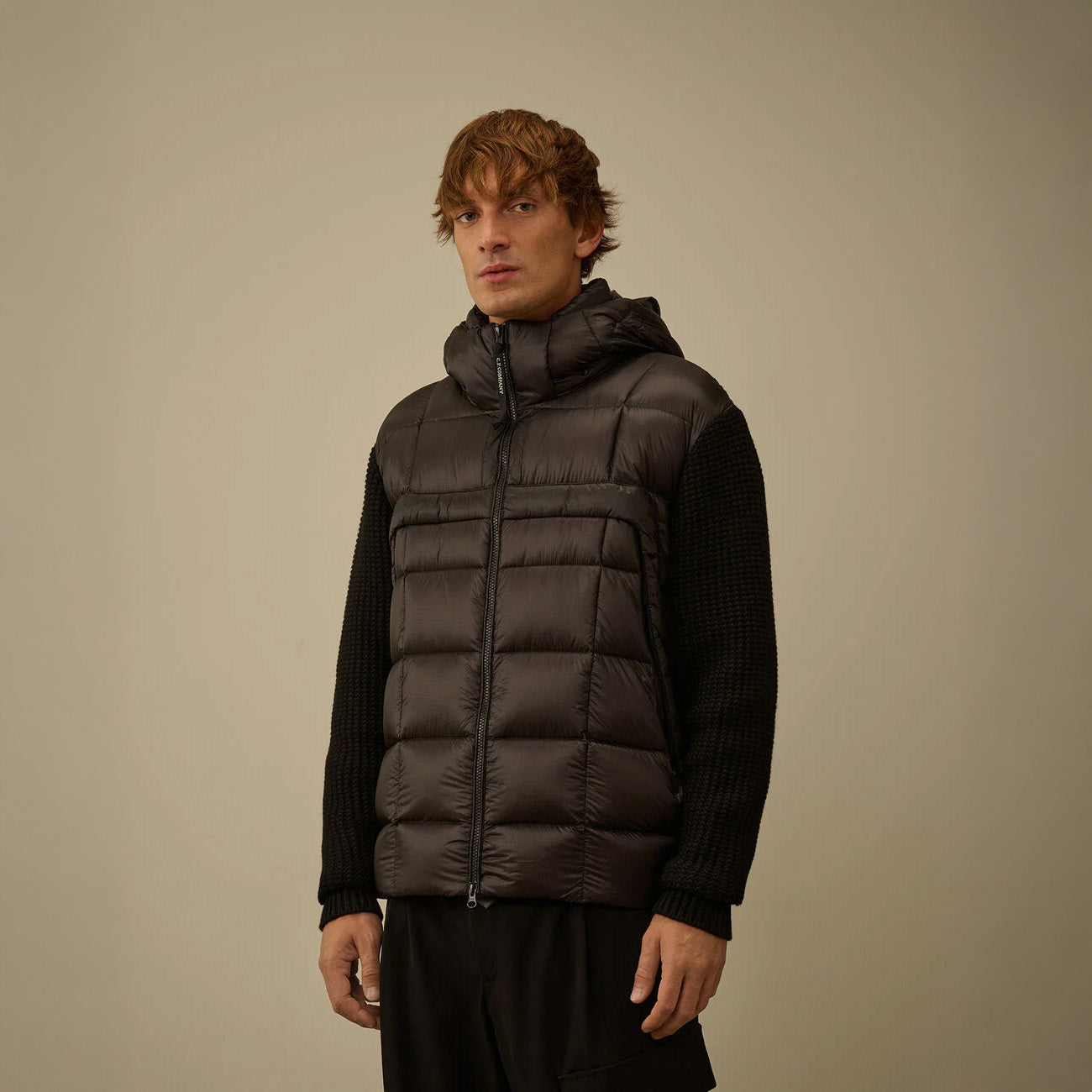 FULL ZIP GOGGLE SWEATER - BLACK