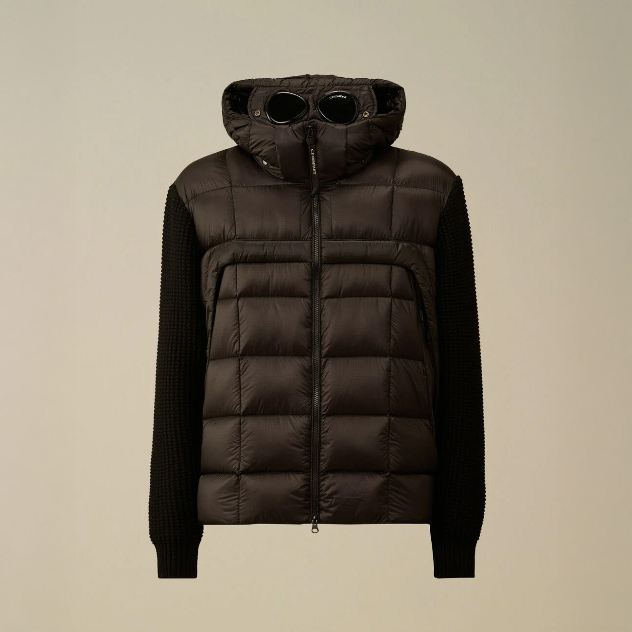 FULL ZIP GOGGLE SWEATER - BLACK