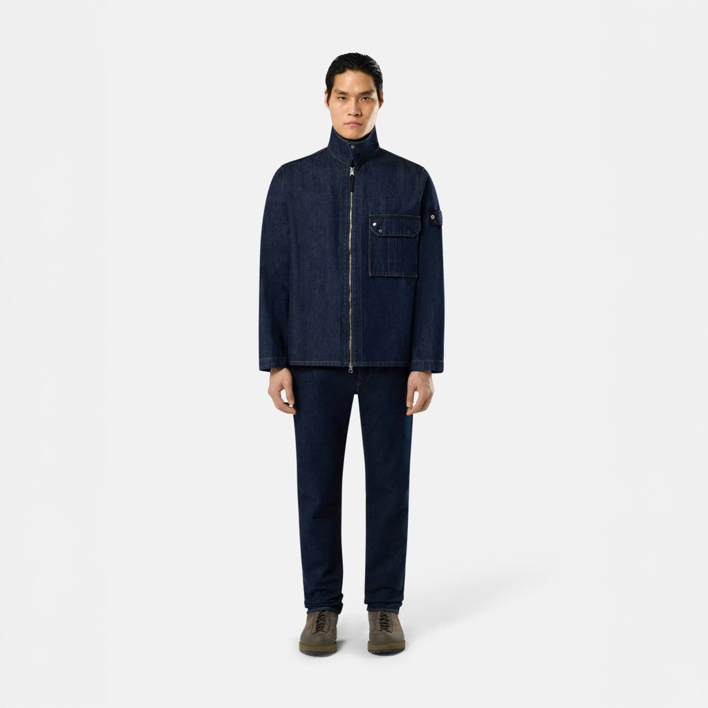INDIGO DENIM-RINSED OVERSHIRT - BLUE RINSE