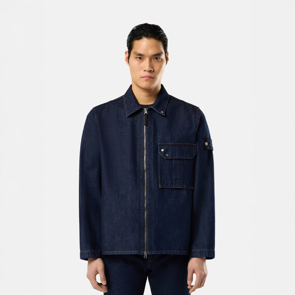 INDIGO DENIM-RINSED OVERSHIRT - BLUE RINSE