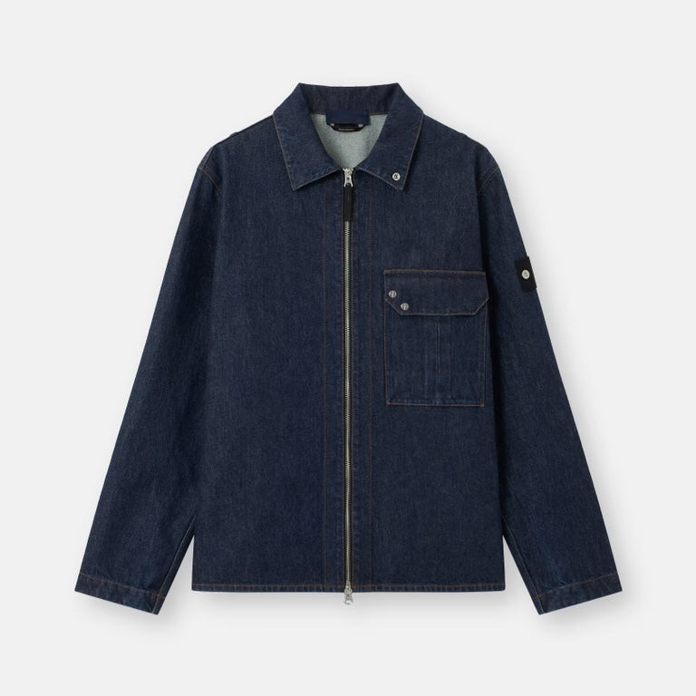INDIGO DENIM-RINSED OVERSHIRT - BLUE RINSE