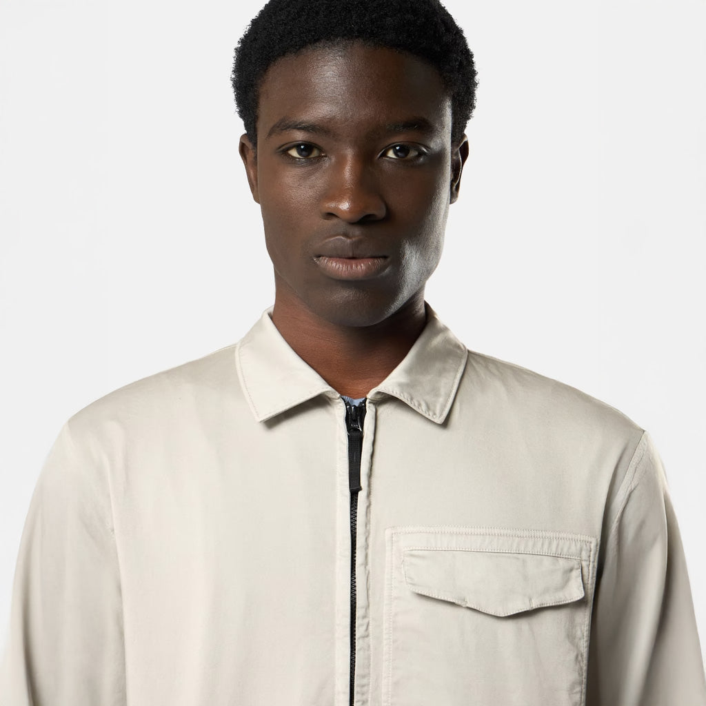 ORGANIC COTTON SATIN OVERSHIRT - PEARL GREY