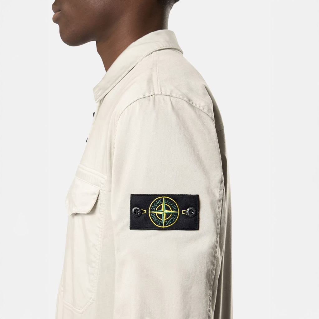 ORGANIC COTTON SATIN OVERSHIRT - PEARL GREY