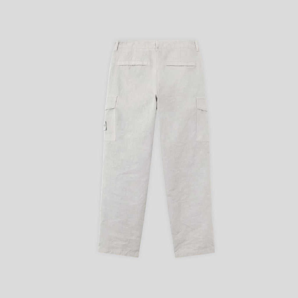 S.I GHOST COTON LINEN CANVAS CARGO TROUSERS - DUST GREY