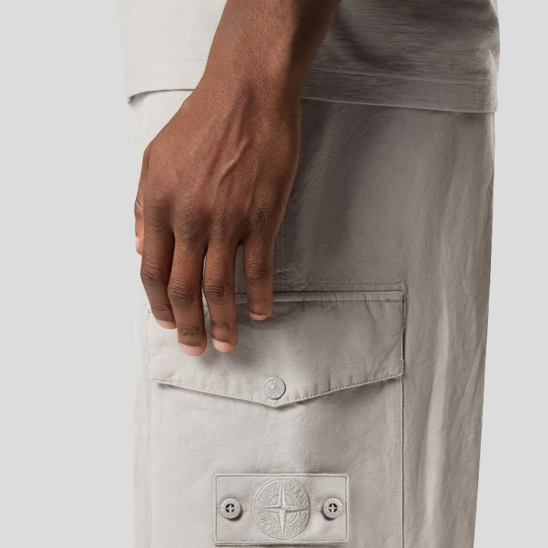 S.I GHOST COTON LINEN CANVAS CARGO TROUSERS - DUST GREY