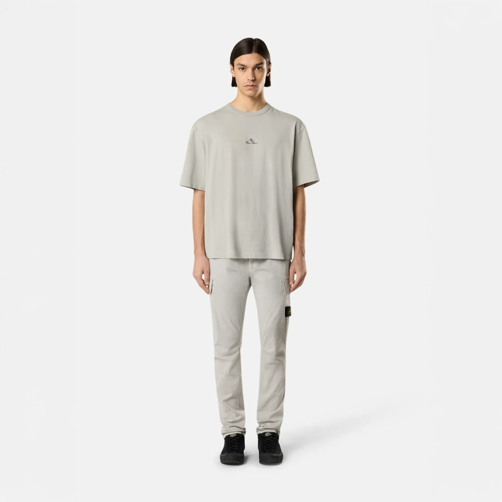 ORGANIC COTTON STRETCH CARGO CHINO TROUSERS  - PEARL GREY