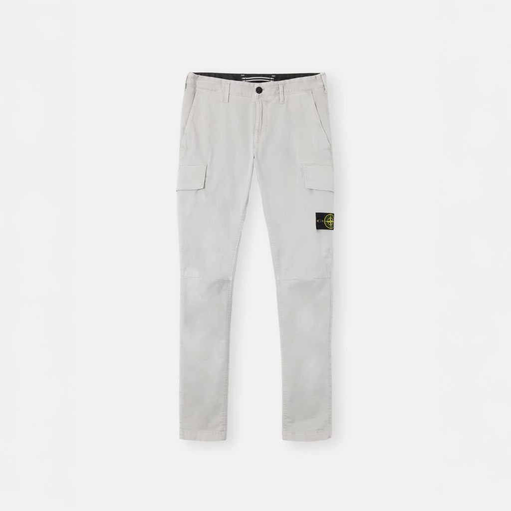 ORGANIC COTTON STRETCH CARGO CHINO TROUSERS  - PEARL GREY