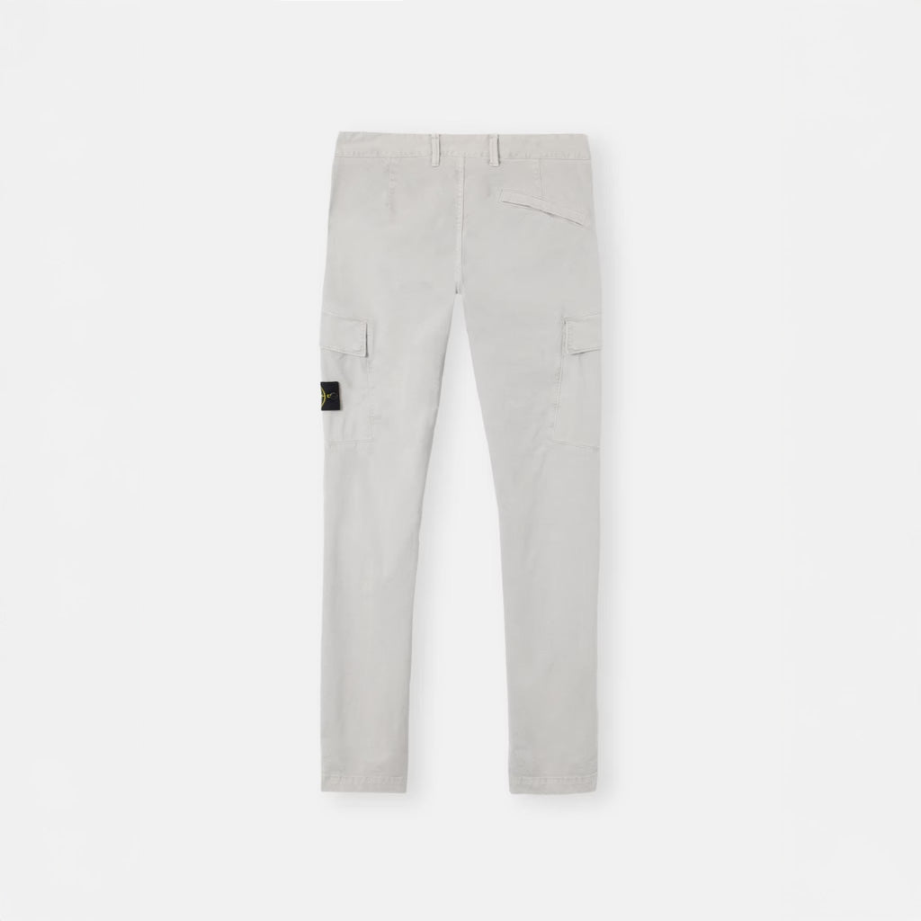 ORGANIC COTTON STRETCH CARGO CHINO TROUSERS  - PEARL GREY