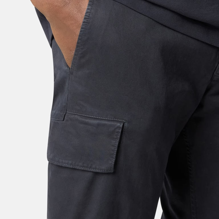 ORGANIC COTTON STRETCH CARGO CHINO TROUSERS  - NAVY BLUE