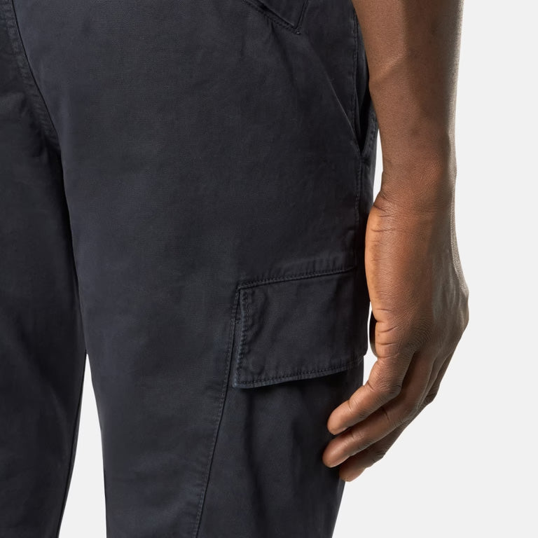 ORGANIC COTTON STRETCH CARGO CHINO TROUSERS  - NAVY BLUE