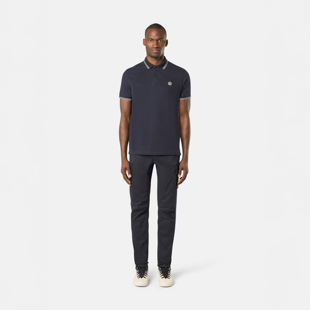 ORGANIC COTTON STRETCH CARGO CHINO TROUSERS  - NAVY BLUE