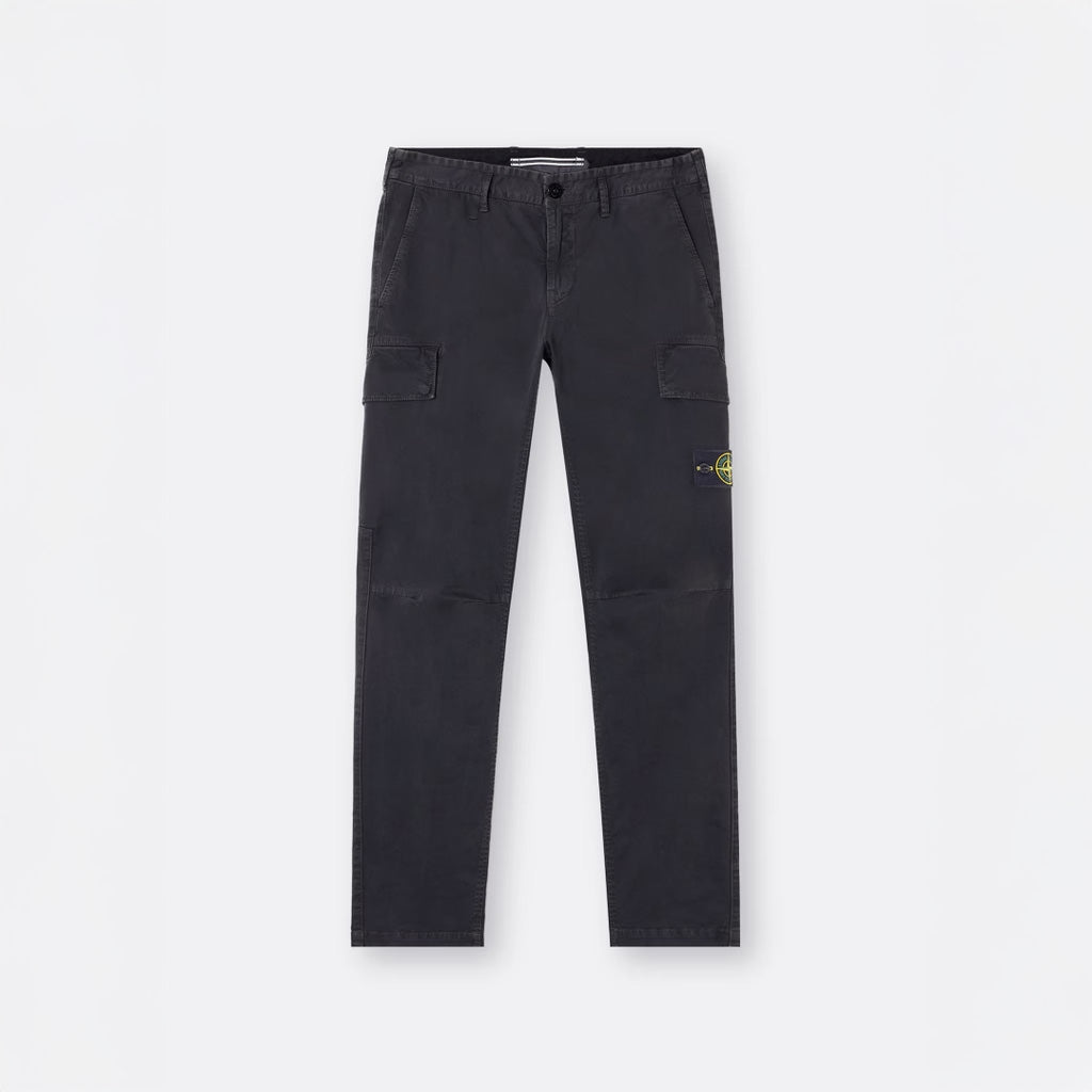 ORGANIC COTTON STRETCH CARGO CHINO TROUSERS  - NAVY BLUE