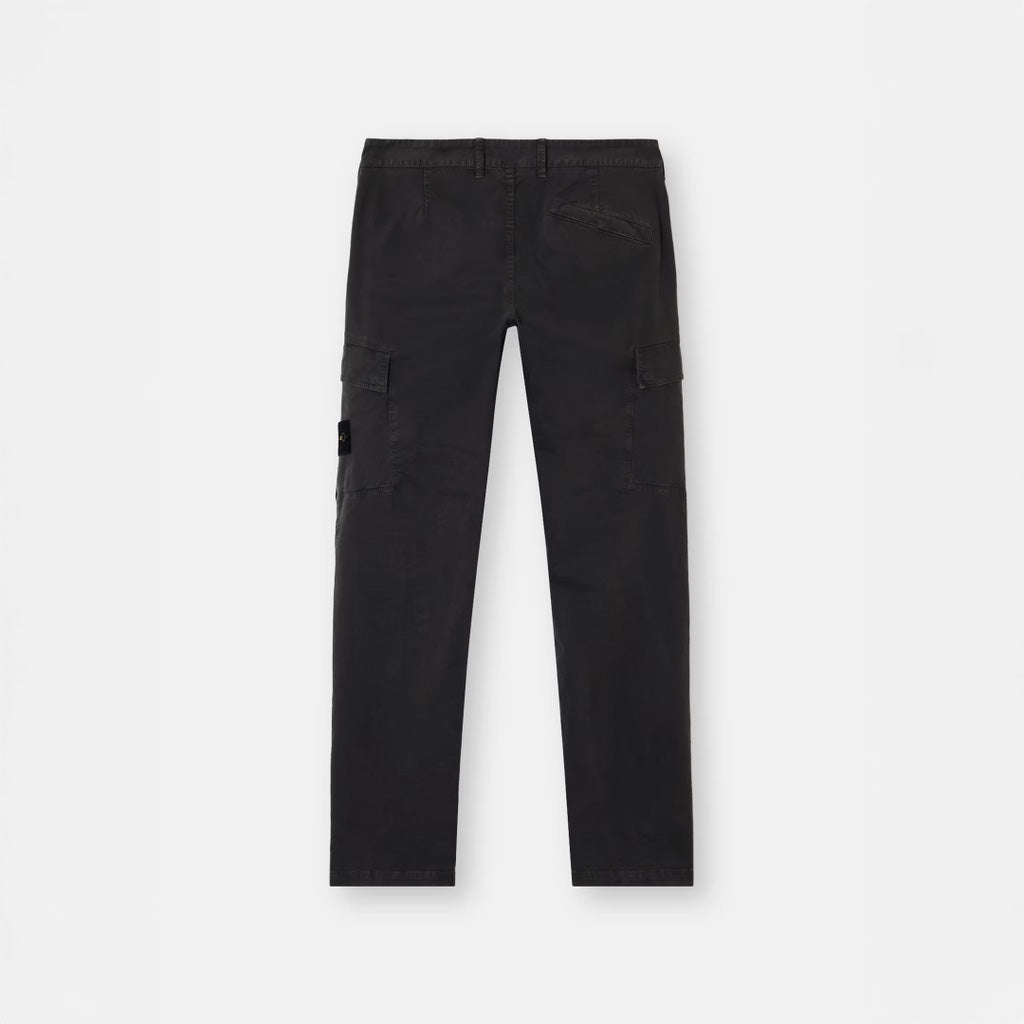 ORGANIC COTTON STRETCH CARGO CHINO TROUSERS - BLACK