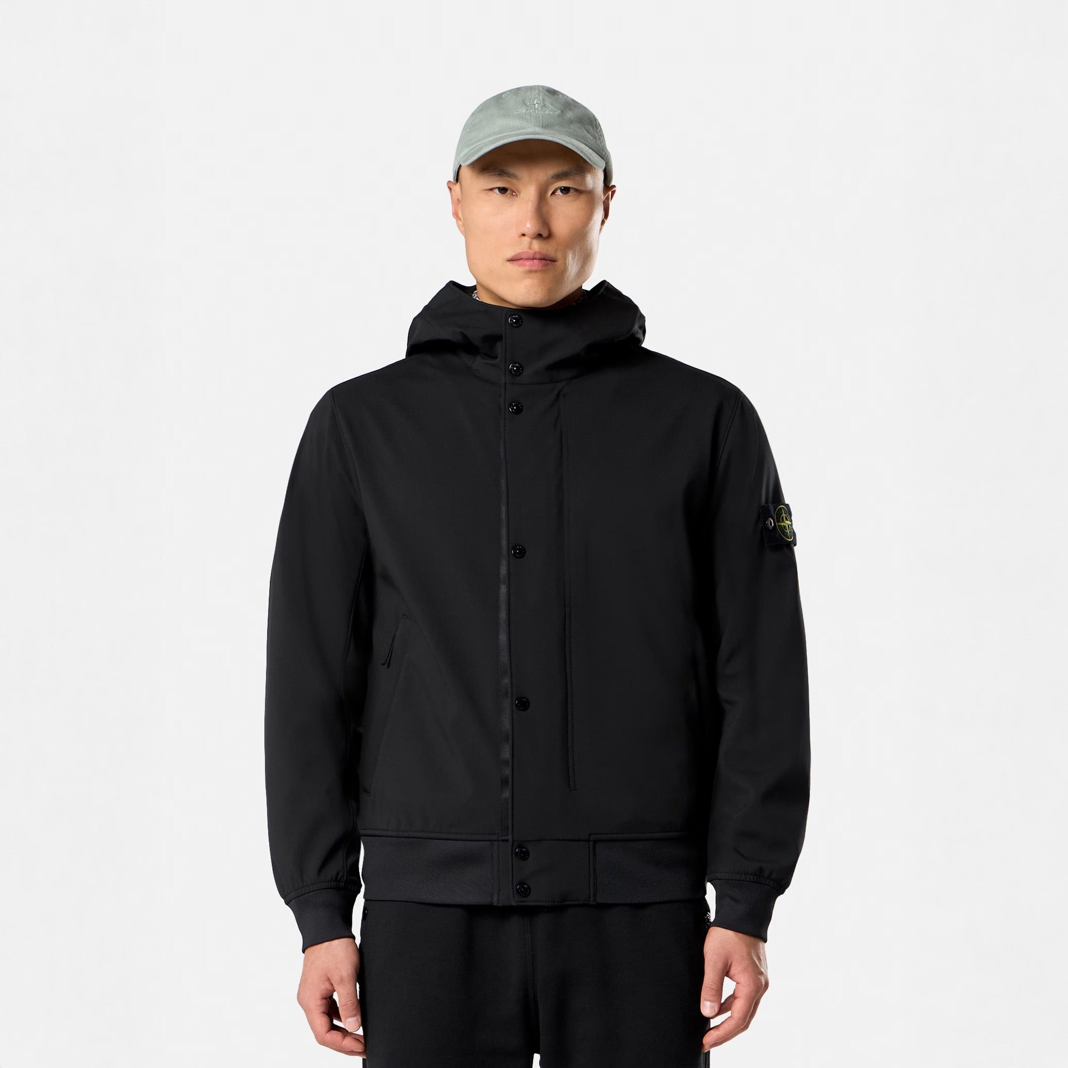 LIGHT SOFT SHELL-R E.DYE® TECHNOLOGY HOODED JACKET - BLACK