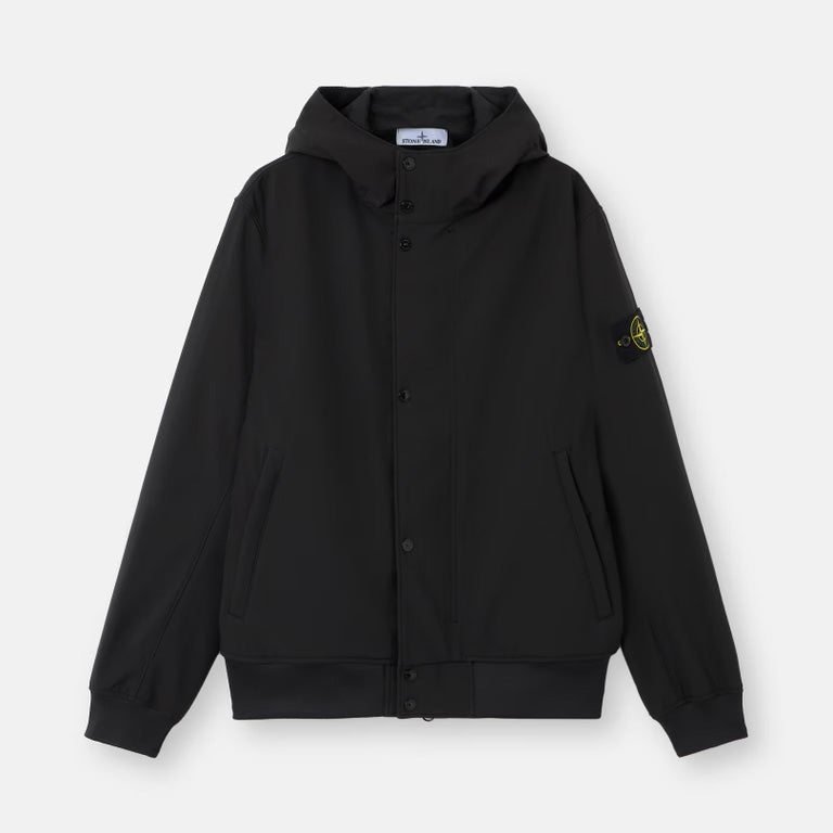 LIGHT SOFT SHELL-R E.DYE® TECHNOLOGY HOODED JACKET - BLACK