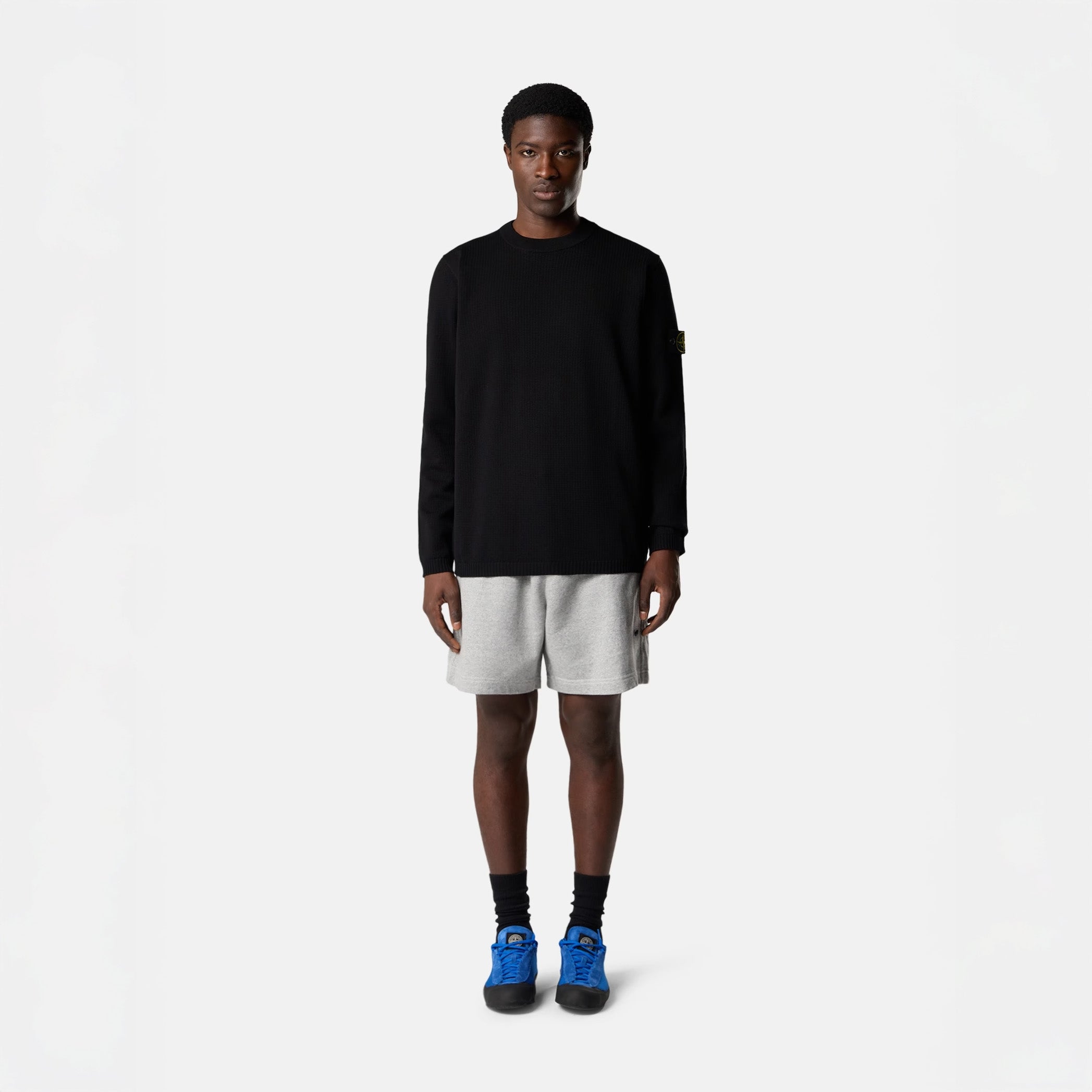 SOFT ORGANIC LOOSE-FIT CREWNECK SWEATER  - BLACK