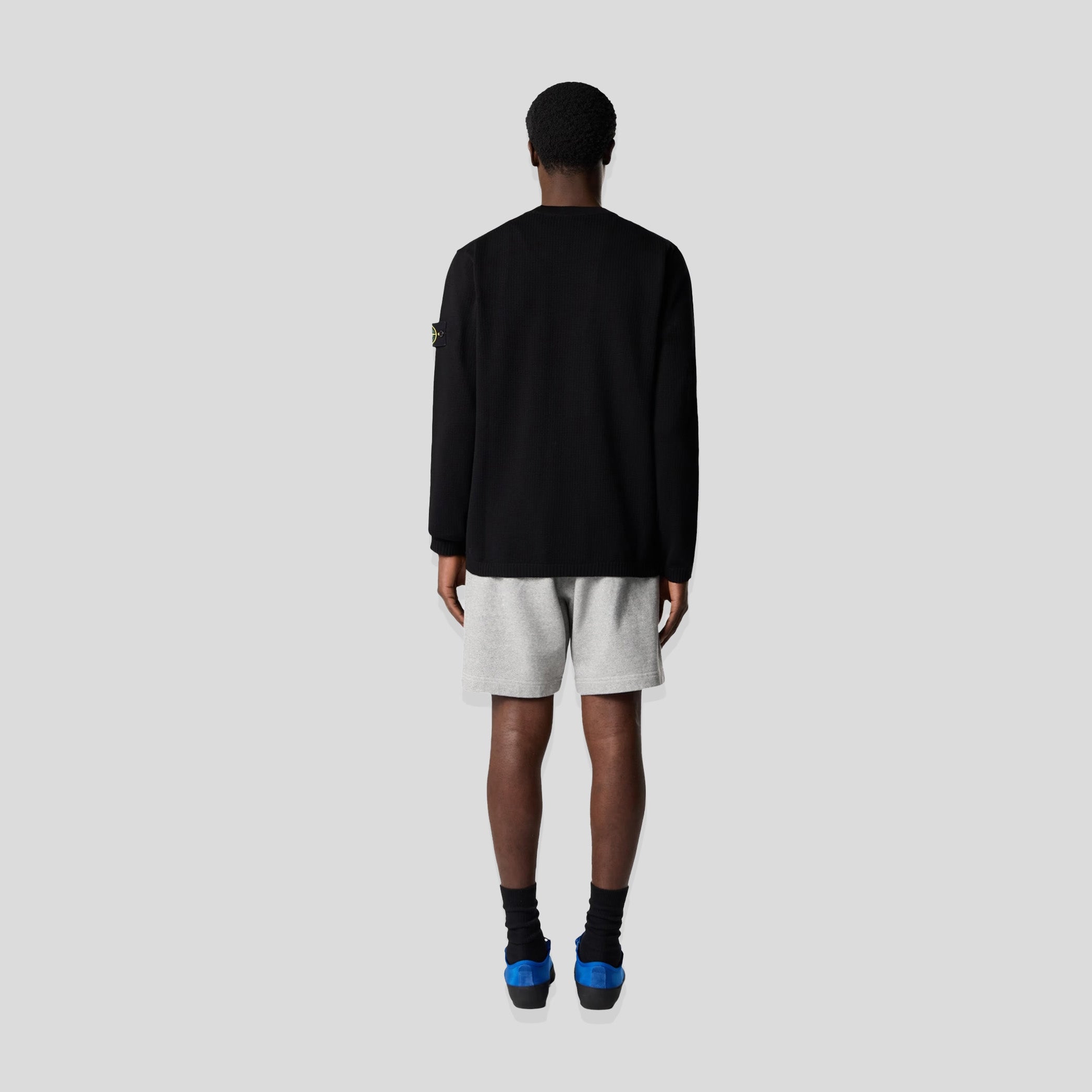 SOFT ORGANIC LOOSE-FIT CREWNECK SWEATER  - BLACK