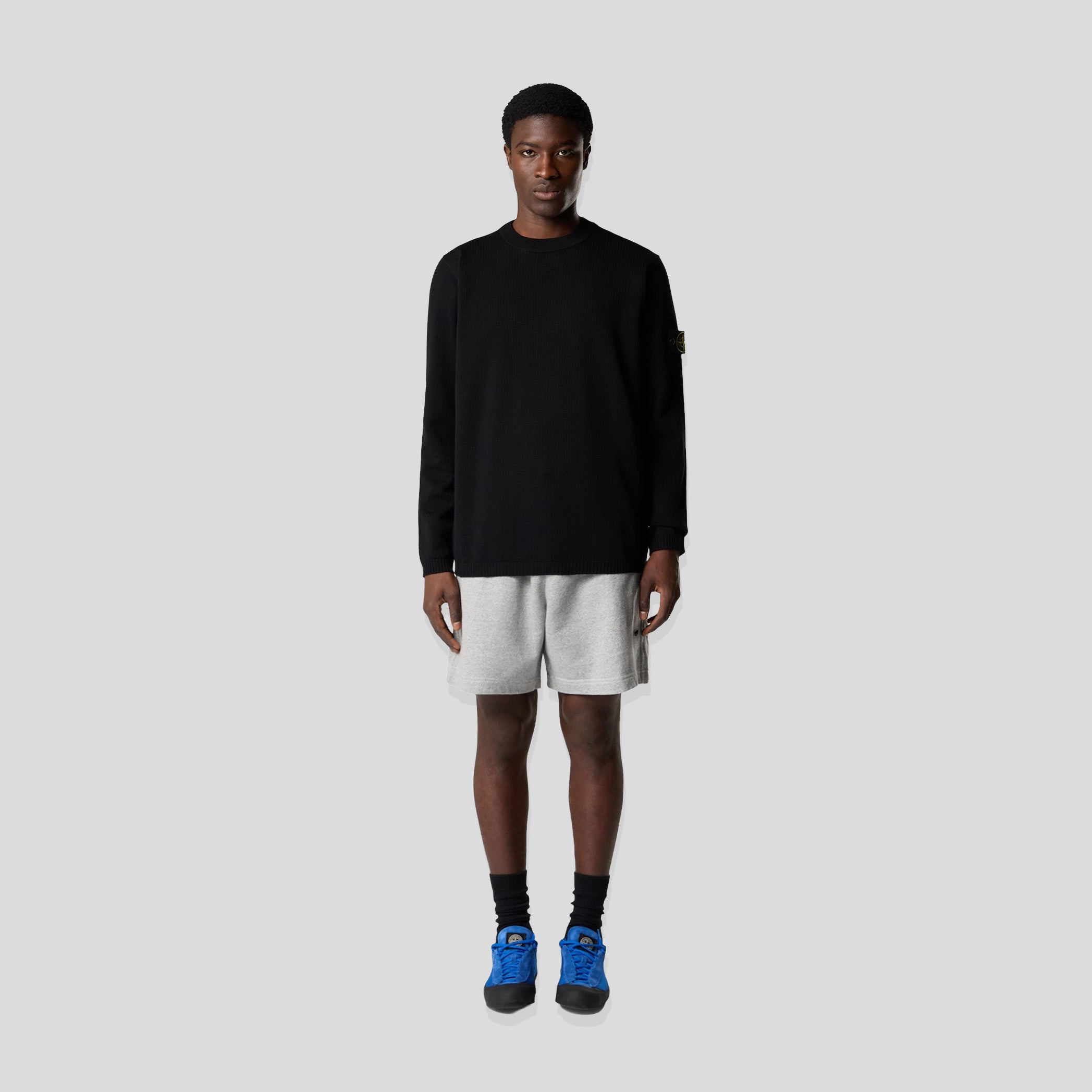 SOFT ORGANIC LOOSE-FIT CREWNECK SWEATER  - BLACK