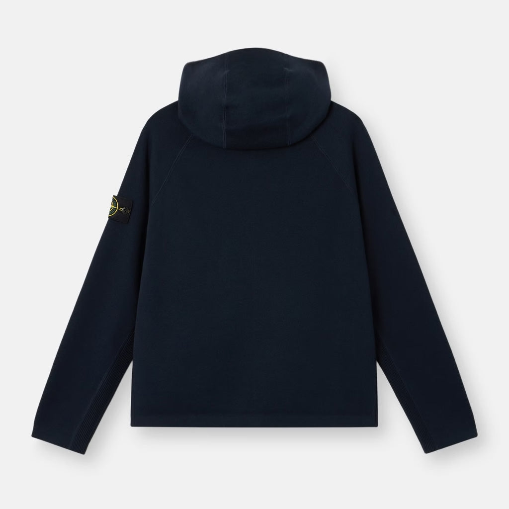 RIB SOFT ORGANIC COTTON HOODED SWEATSHIRT - NAVY BLUE