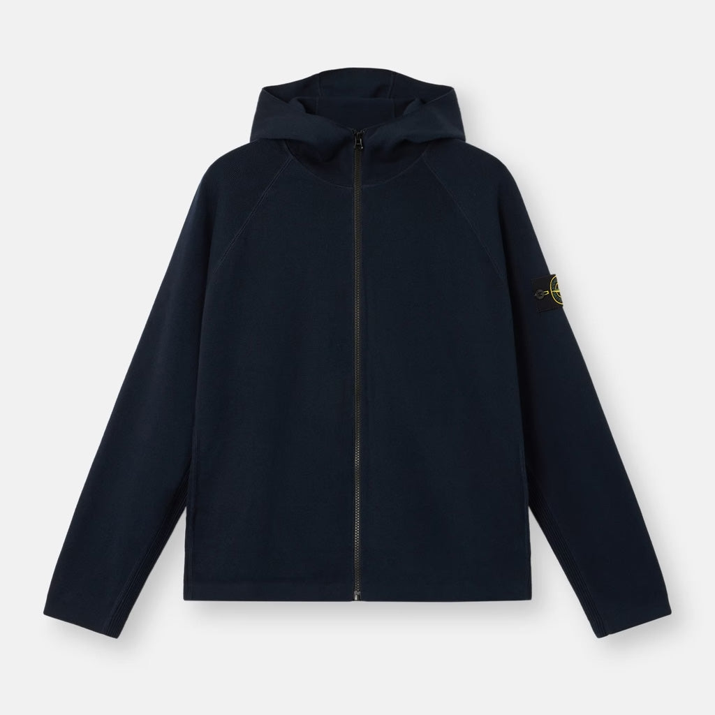 RIB SOFT ORGANIC COTTON HOODED SWEATSHIRT - NAVY BLUE