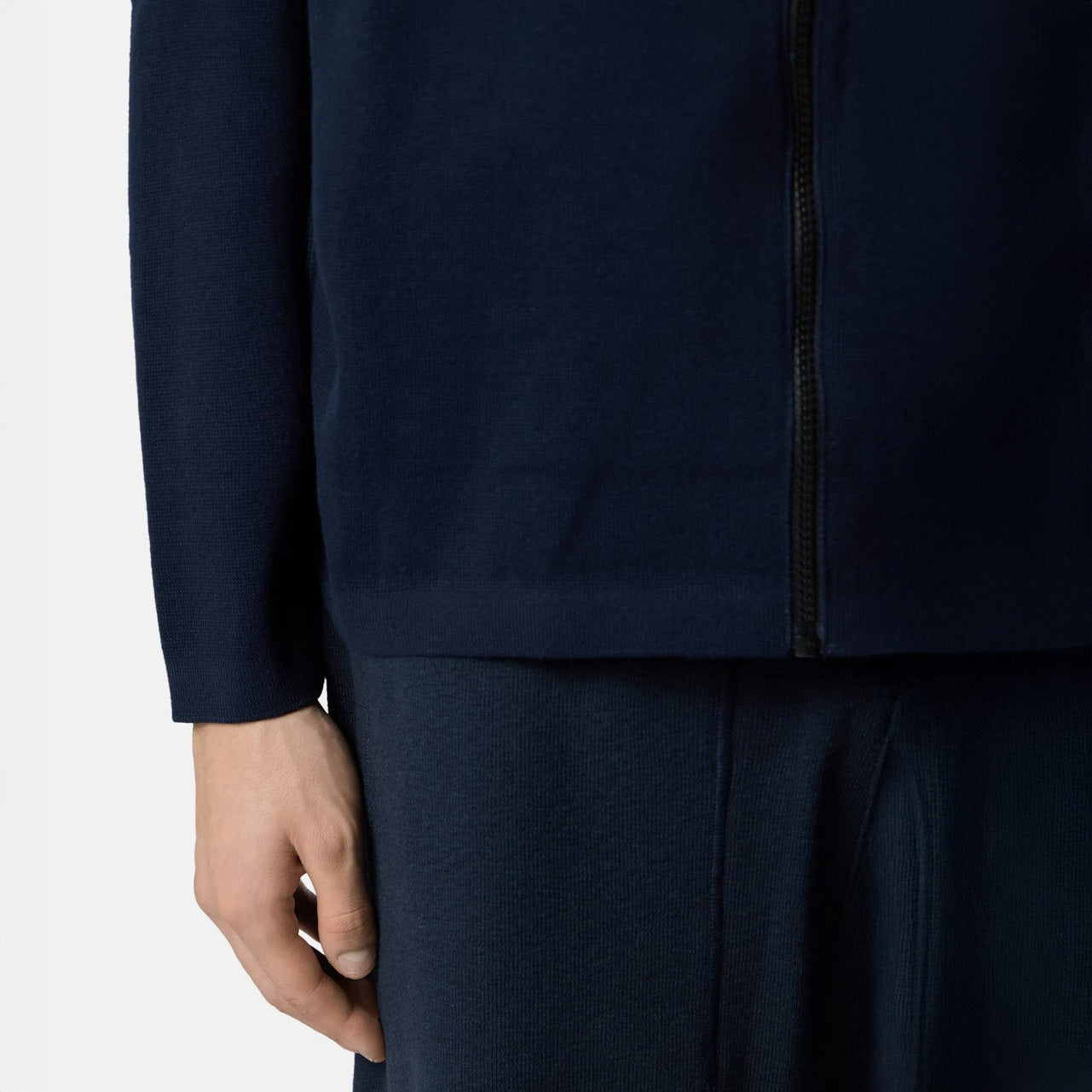 RIB SOFT ORGANIC COTTON HOODED SWEATSHIRT - NAVY BLUE