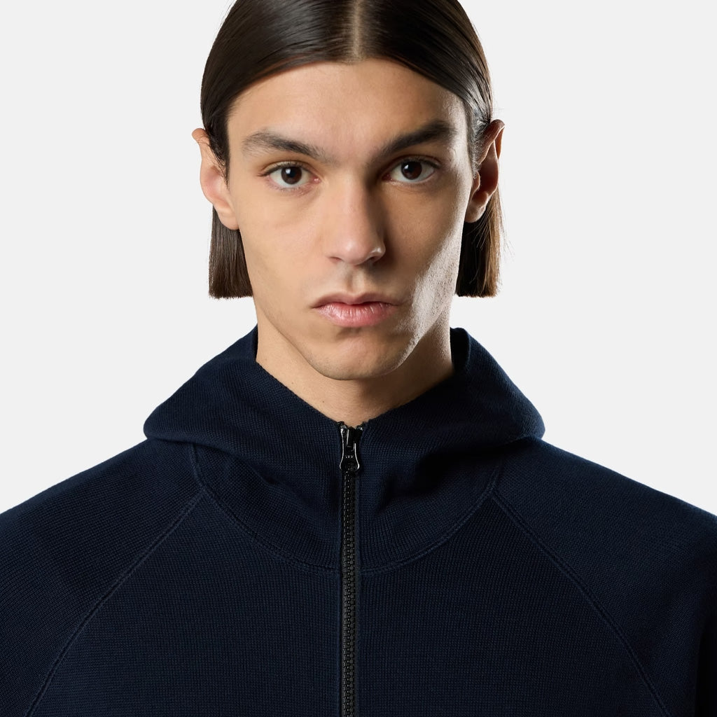 RIB SOFT ORGANIC COTTON HOODED SWEATSHIRT - NAVY BLUE