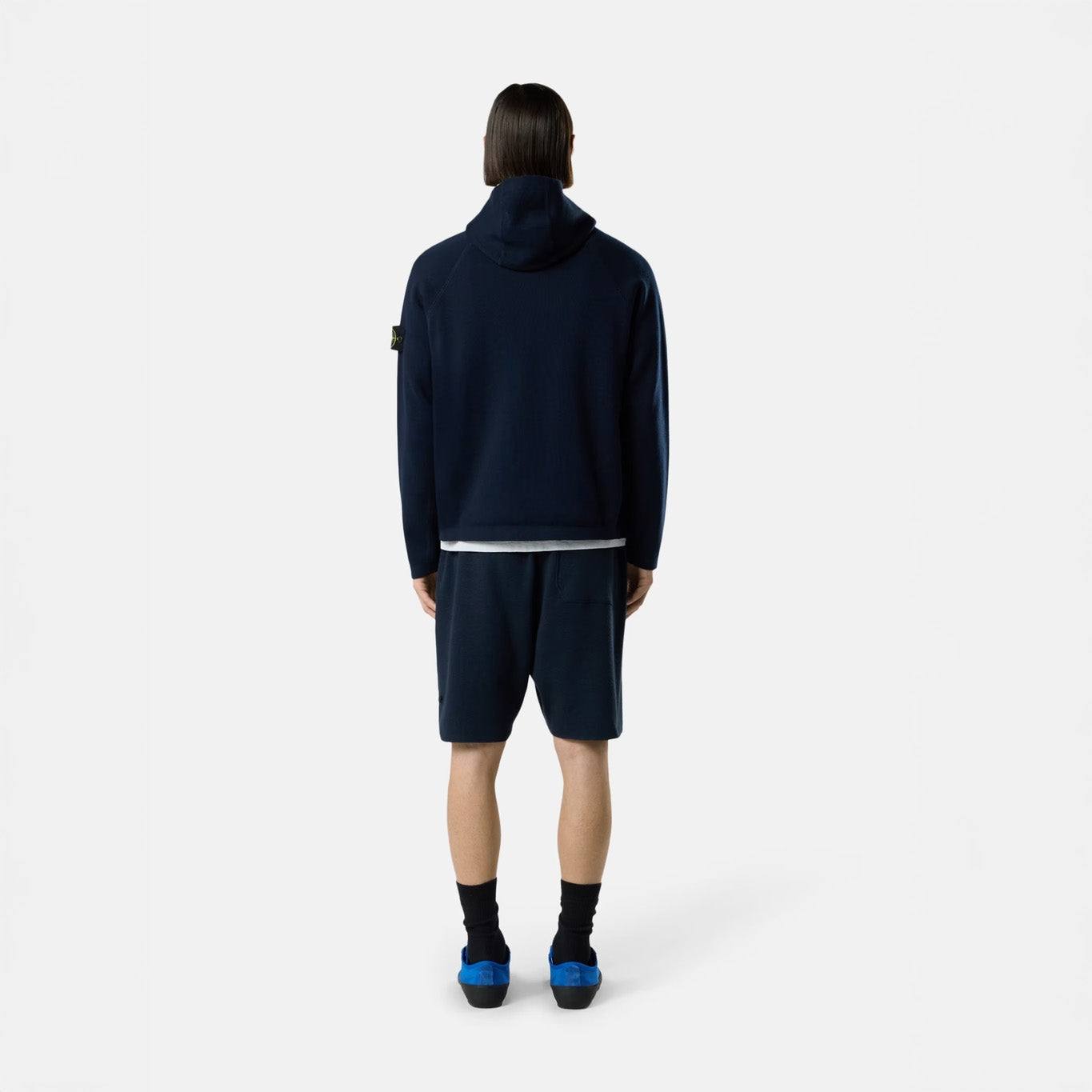 RIB SOFT ORGANIC COTTON HOODED SWEATSHIRT - NAVY BLUE