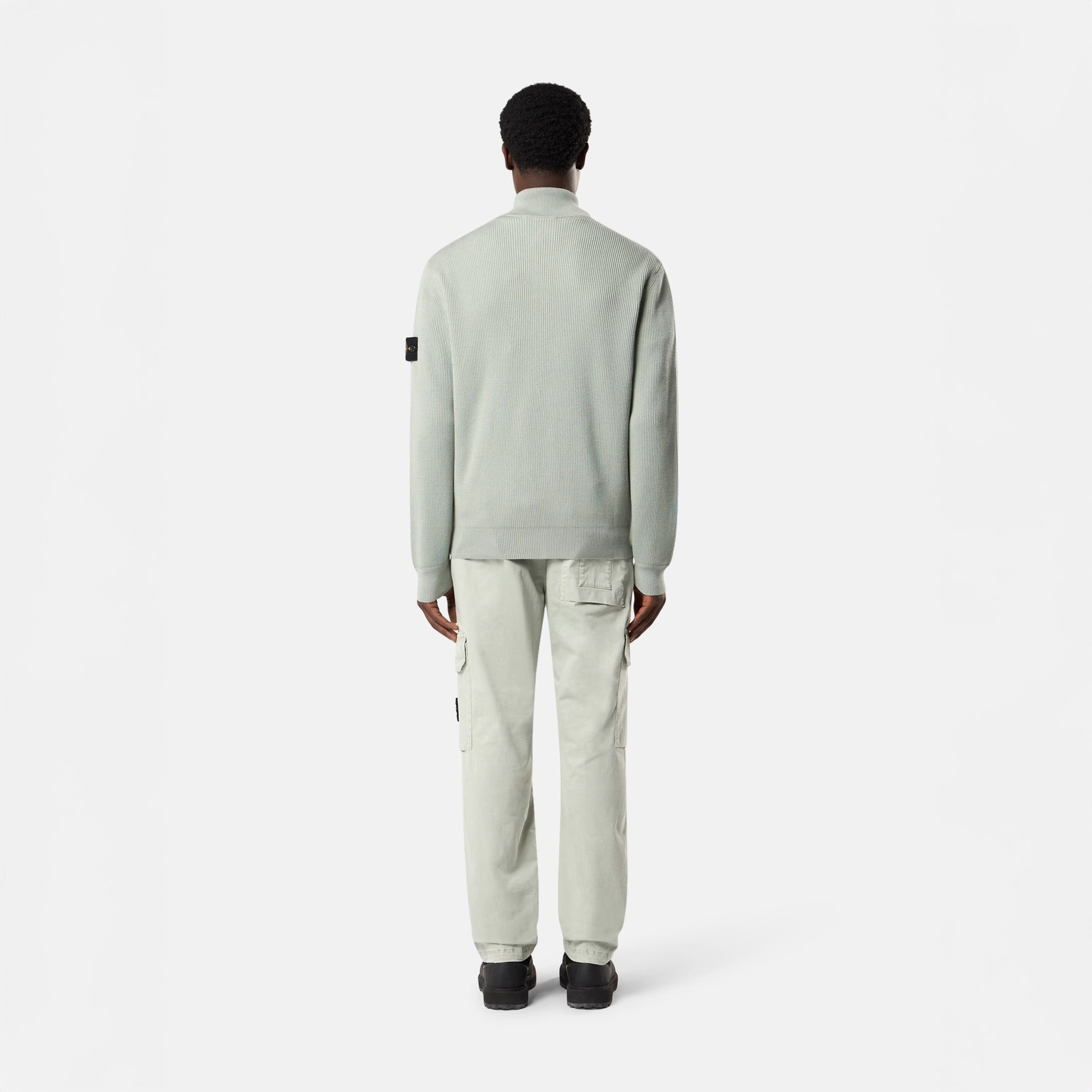 SOFT ORGANIC COTTON ZIP-UP JUMPER - SAGE