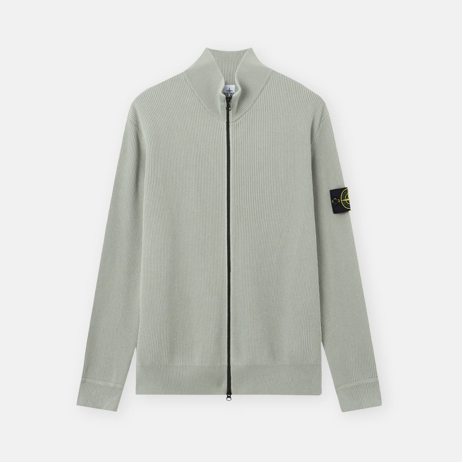 SOFT ORGANIC COTTON ZIP-UP JUMPER - SAGE