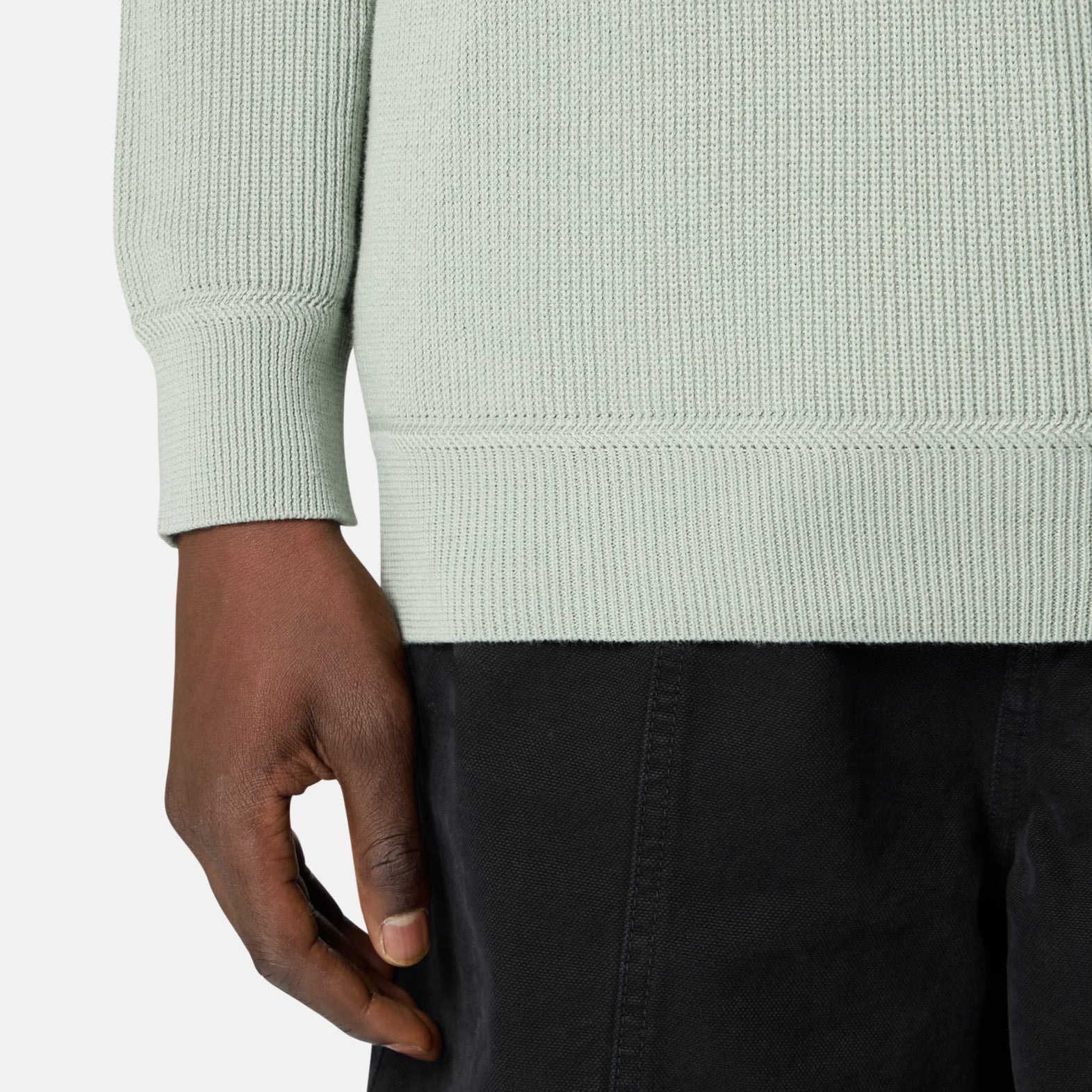 RIBBED SOFT ORGANIC COTTON CREWNECK - SAGE