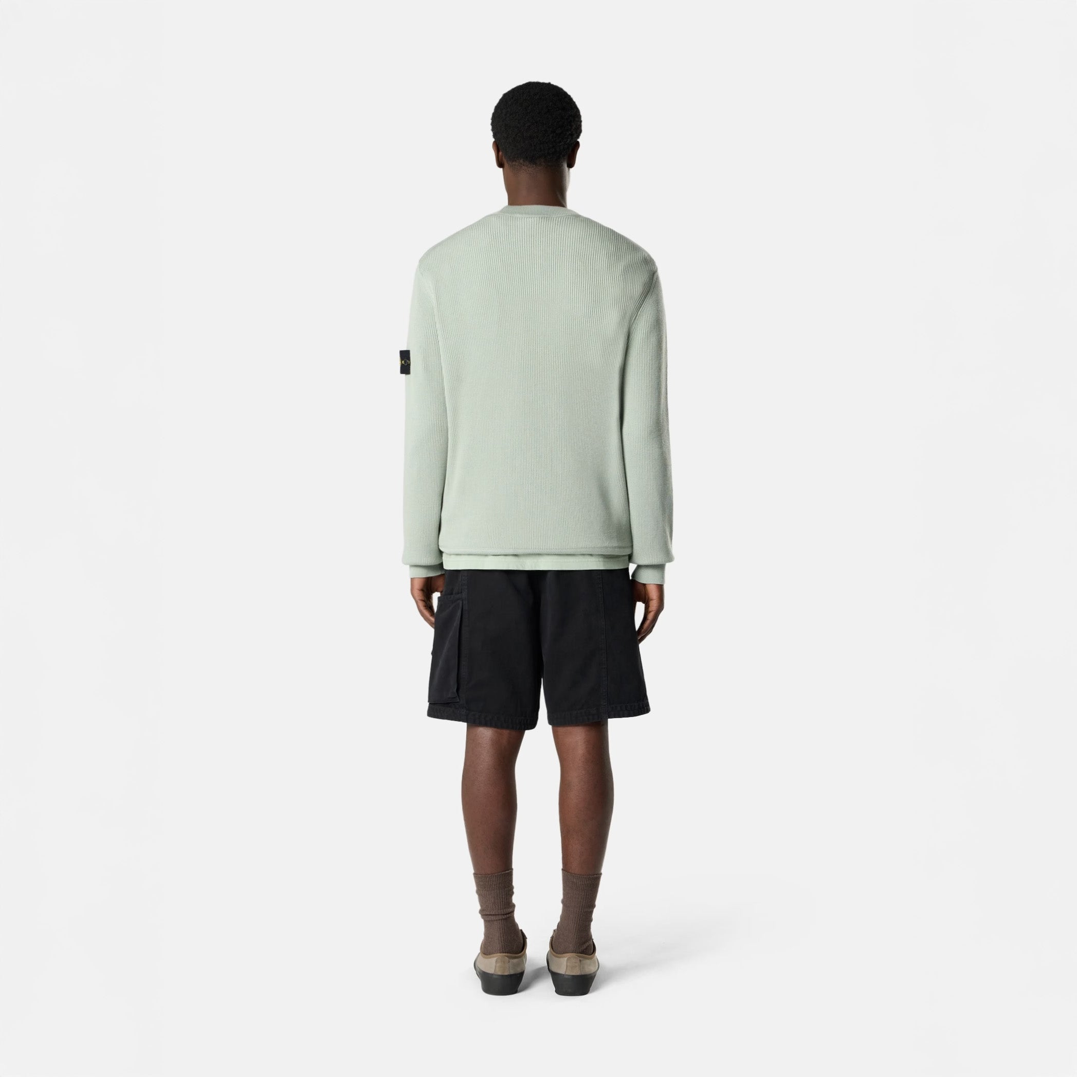 RIBBED SOFT ORGANIC COTTON CREWNECK - SAGE
