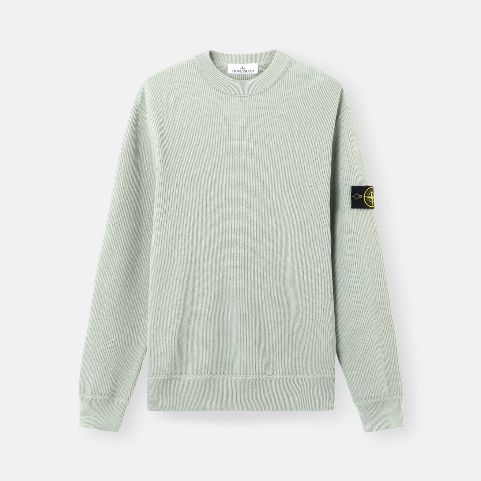 RIBBED SOFT ORGANIC COTTON CREWNECK - SAGE