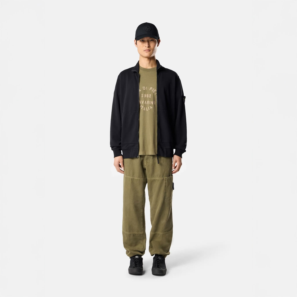 ORGANIC COTTON FLEECE TRACK JACKET - BLACK