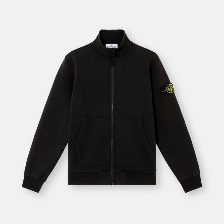 ORGANIC COTTON FLEECE TRACK JACKET - BLACK