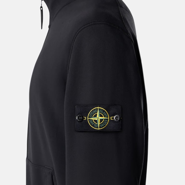 ORGANIC COTTON FLEECE TRACK JACKET - BLACK