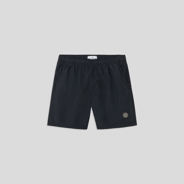 BRUSHED NYLON SWIM TRUNK WITH POCKETS - BLACK