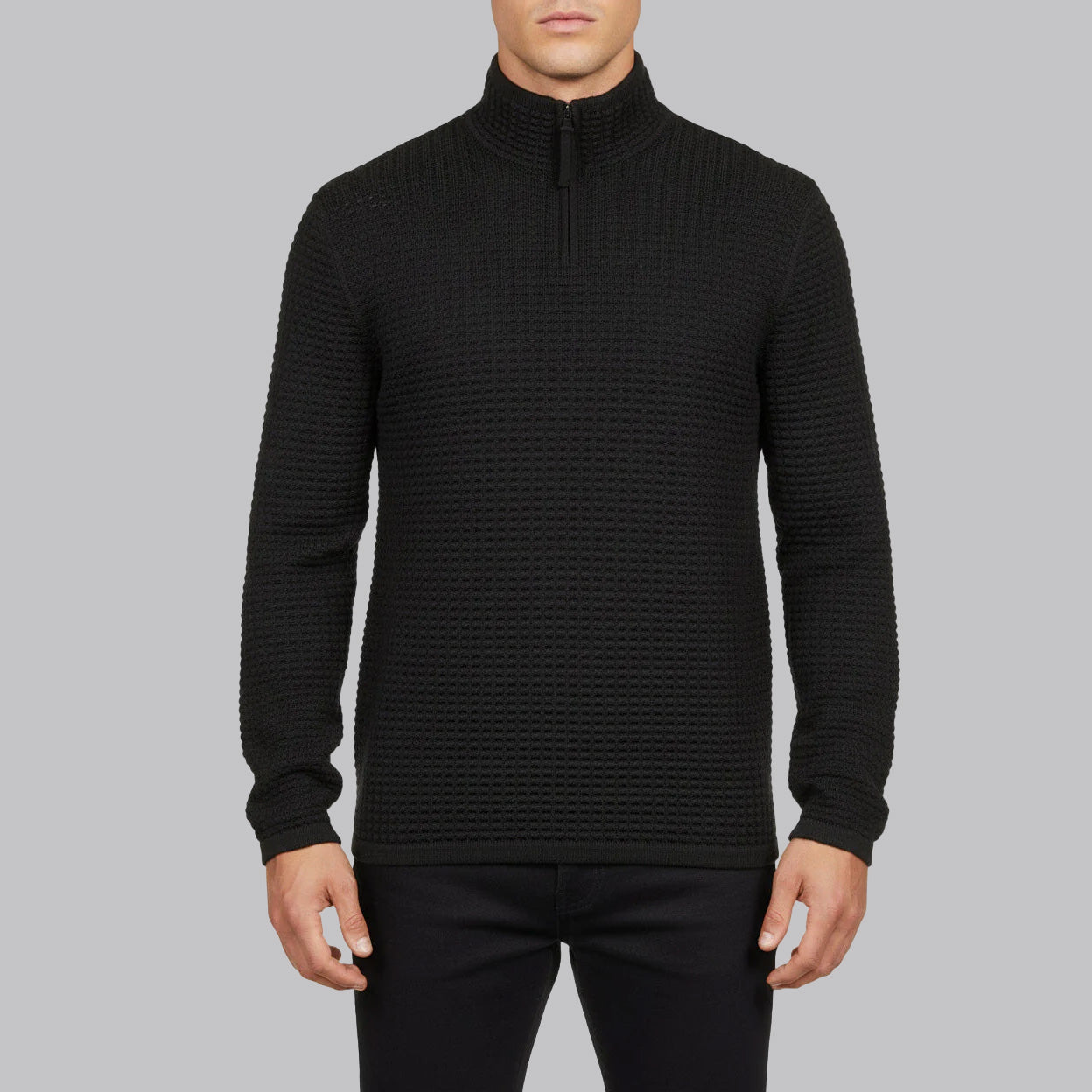HANNES ROETHER WOOL CREW NECK SWEATER - BLACK