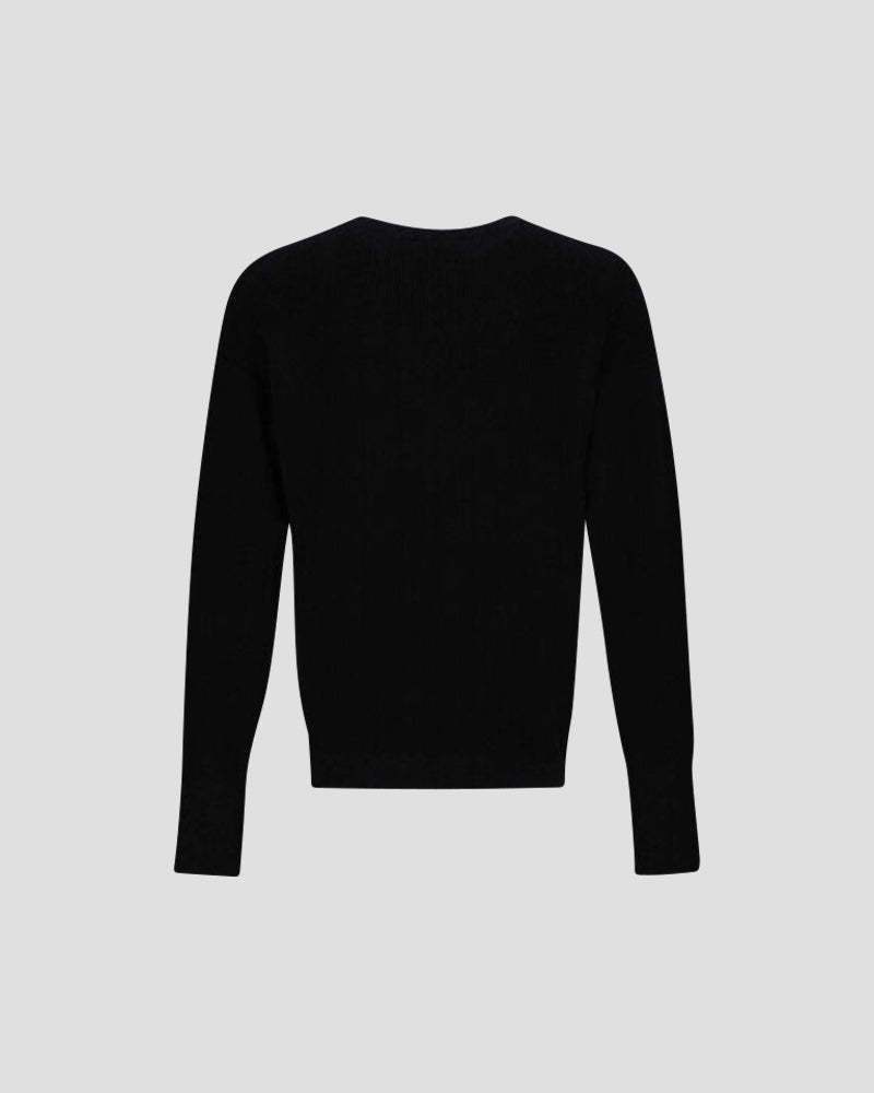 Laminar cotton blend long sleeve crew with zipper - Black