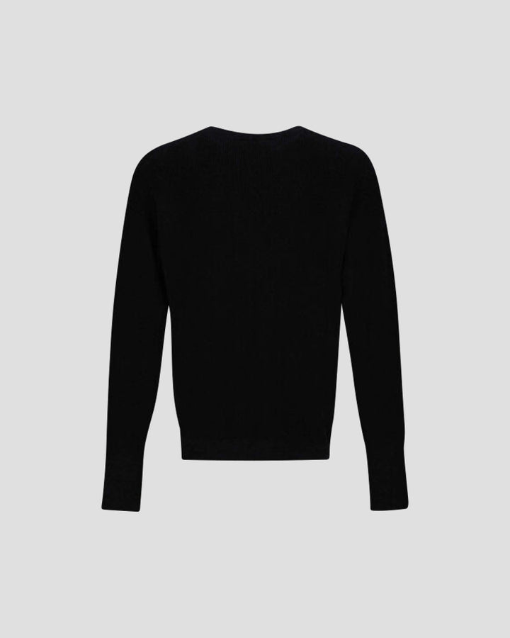 Laminar cotton blend long sleeve crew with zipper - Black