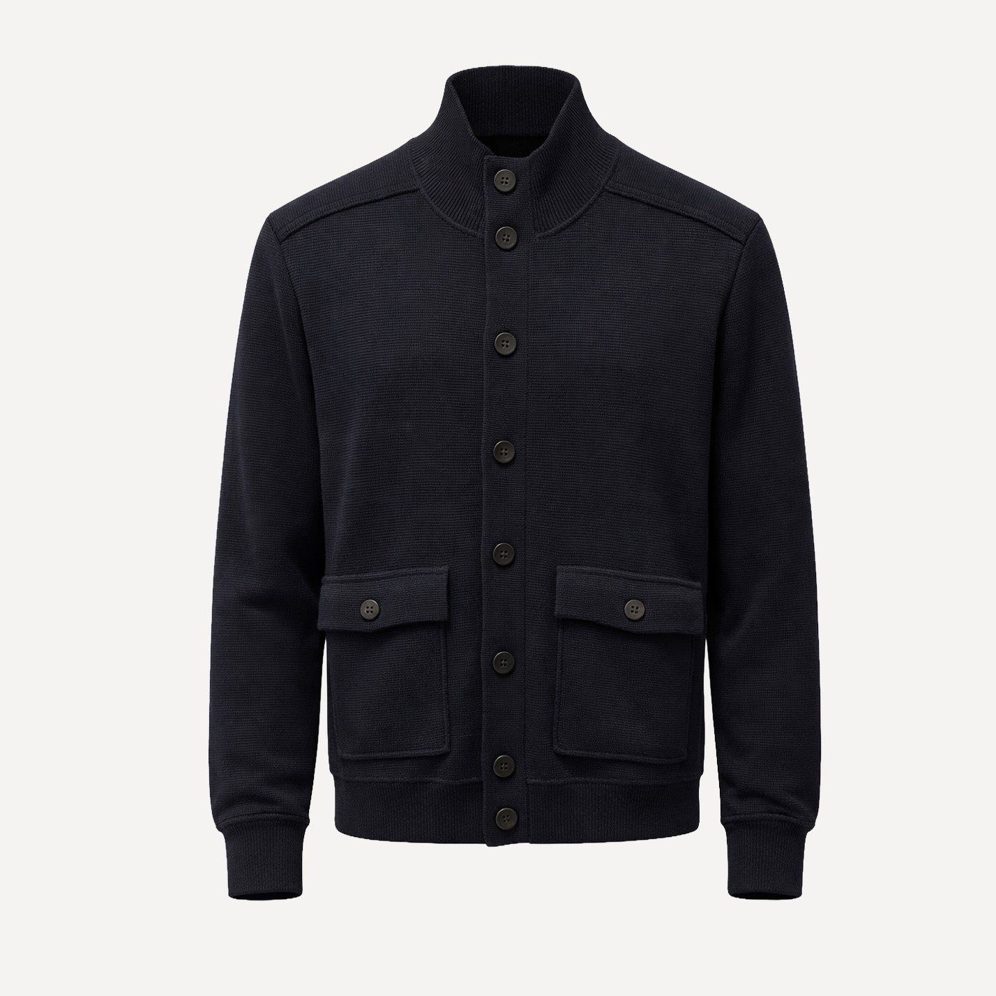 BOMBER VIRGIN WOOL SWEATER - NAVY