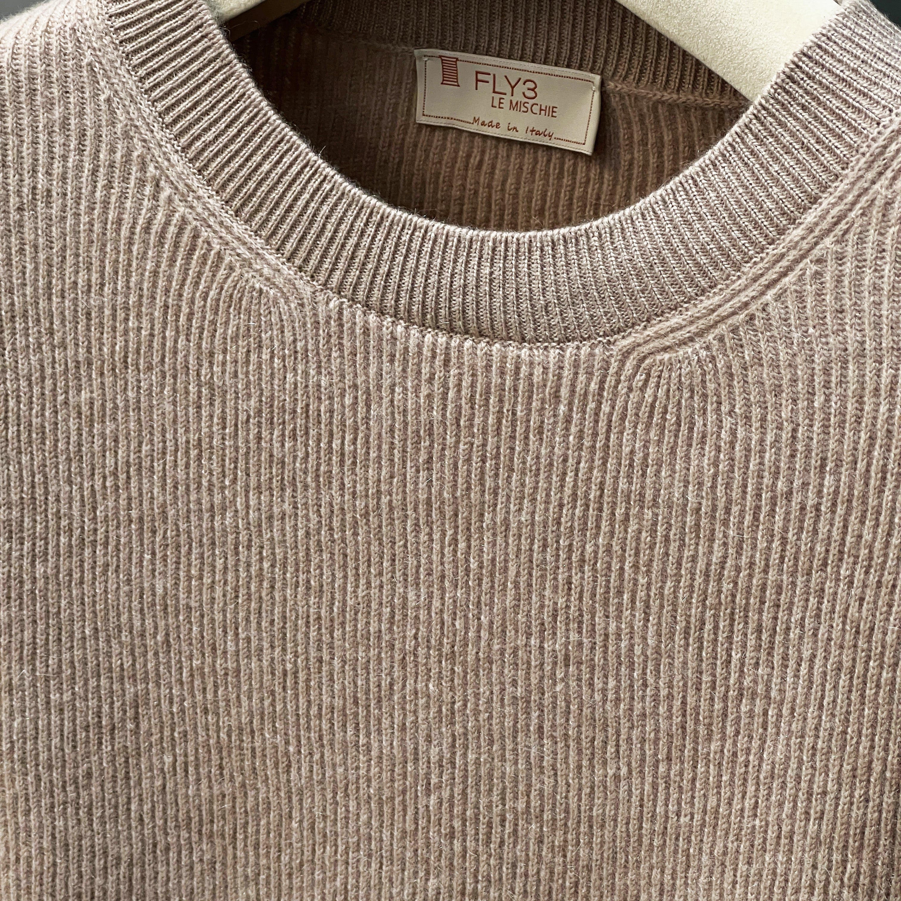 CREW NECK WOOL/CASHEMERE SWEATER - NOCCIOLA